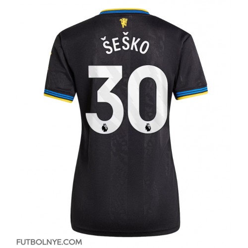 Camiseta Manchester United Benjamin Sesko #30 Tercera Equipación para mujer 2025-26 manga corta